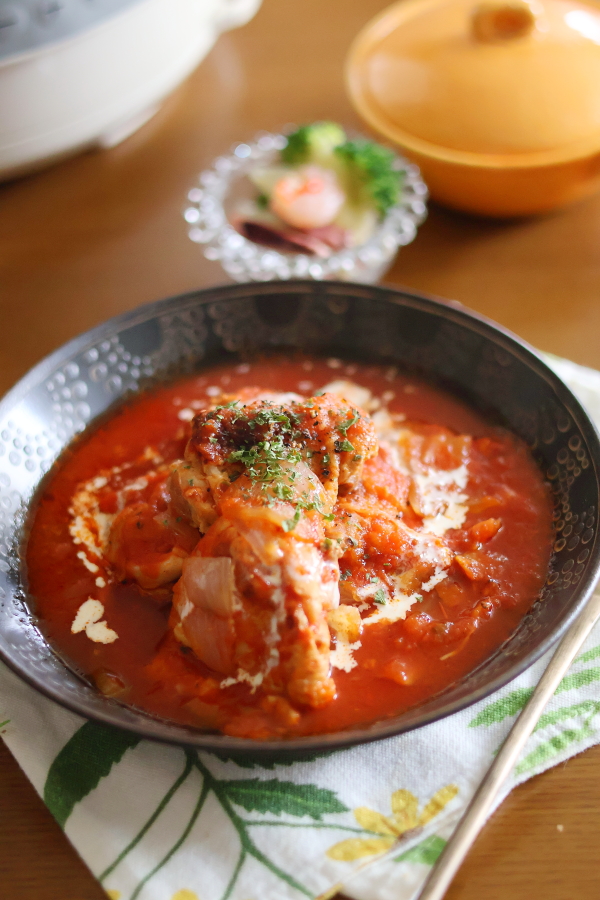 電気圧力鍋で作る鶏トマト煮のレシピと詳しい作り方