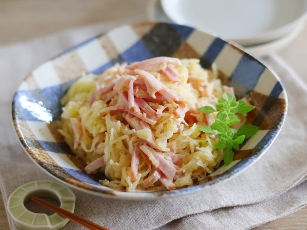 そうめんかぼちゃのごまマヨサラダ