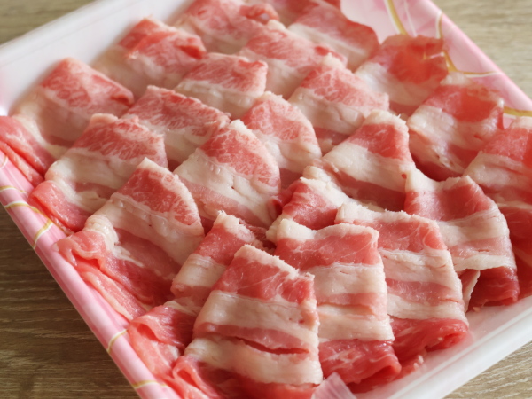 つゆだく牛丼に使った牛肉（バラ）の薄切り肉