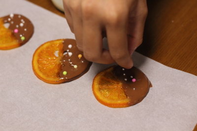 オランジェットのチョココーティング方法
