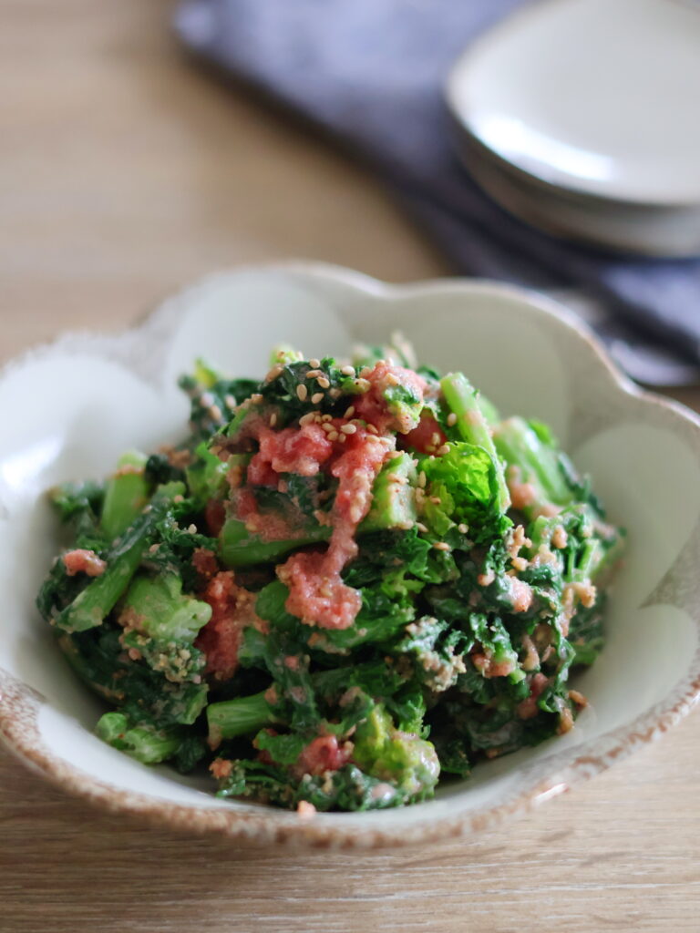 菜の花の苦味が消える!レンジで簡単「明太マヨ和え」のレシピ|なばなの下処理と茹で方