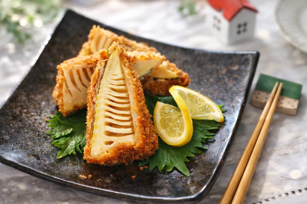 「たけのこが主役！」豚バラの旨味と大葉の香りが弾ける、究極のサクサク肉巻きフライ