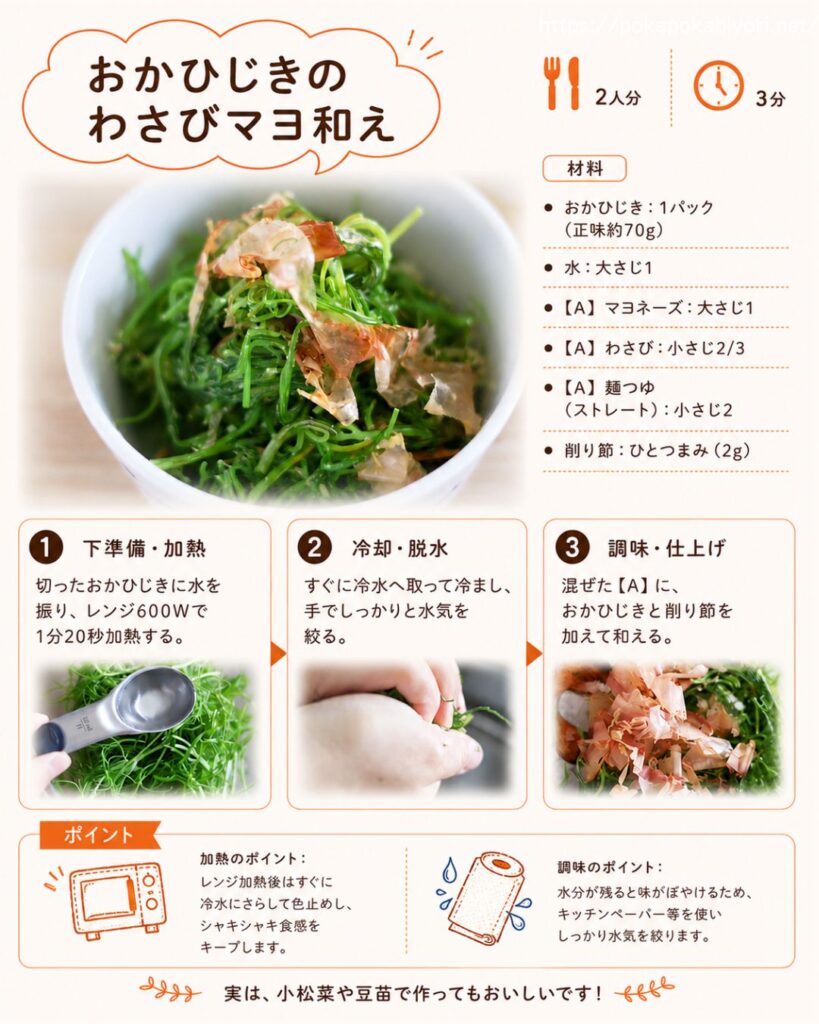 おかひじきのわさびマヨ和えの保存・印刷用レシピカード