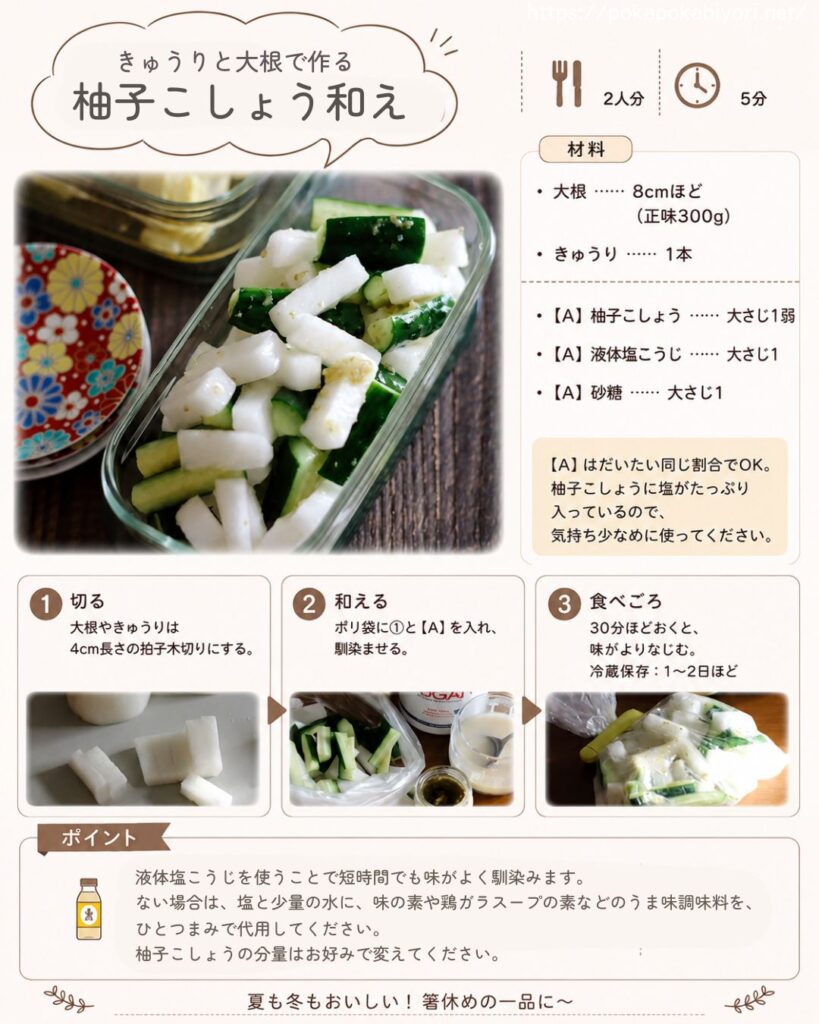 きゅうりと大根のゆず胡椒和えのレシピカード